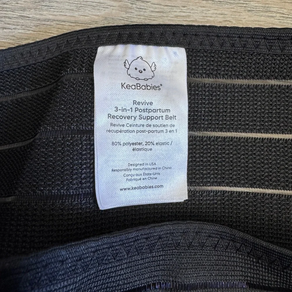 KeaBabies Revive 3-in-1 Postpartum Recovery Support‎ Belt Black Elastic Wrap